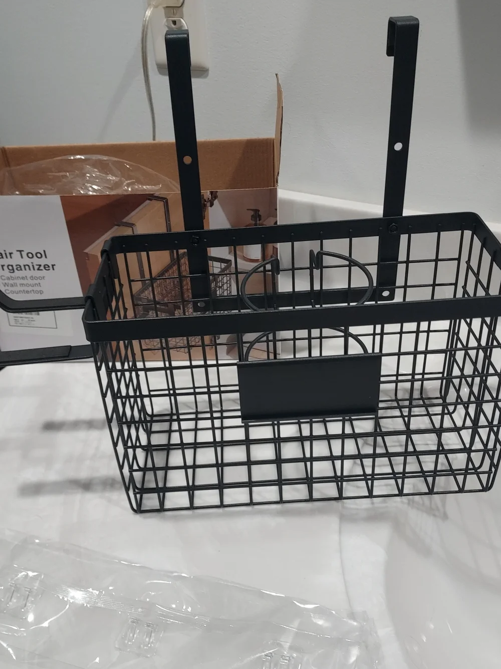 Black Over-the-Door Wire Storage Basket - Multi-Purpose Organizer